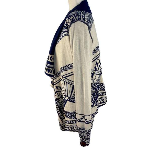 Flying Tomato Aztec Indian Navajo Reversible Cardigan Navy & Cream Big Size S - Picture 8 of 13
